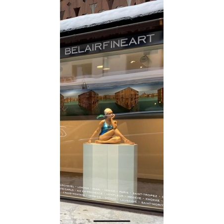 Hexagon sokkel wit mat, 30 x 100 cm (lxbxh)